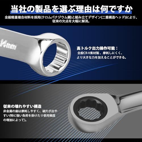 SALI コンビネーションレンチ スパナ セット 12本組 (6mm-32mm) CR-V製 鏡面仕上げ オフセット15度 組み立て メガネスパナセット 自動車修理 メンテナンス DIY用 収納バッグ付きas b6f0a2e7