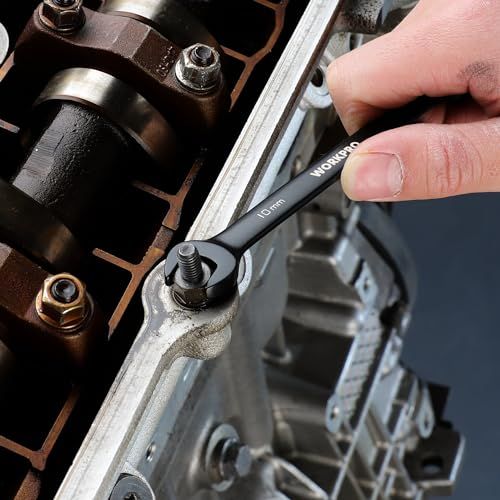 WORKPRO コンビネーションレンチ フレックスラチェットレンチ 6本組（8、10、12、13、14、17mm） 首振りラチェット スパナ なめたボルト・ナット対応可能 72ギア 両用ヘッド CR-V製 組み立て 自動車修理 メンテナンス用 4a7f89cb