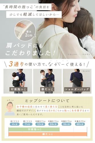 【腰サポート付き】テコペコ ヒップシート ショルダーバッグ 抱っこ紐 赤ちゃん (ネイビー)koe 0df69749