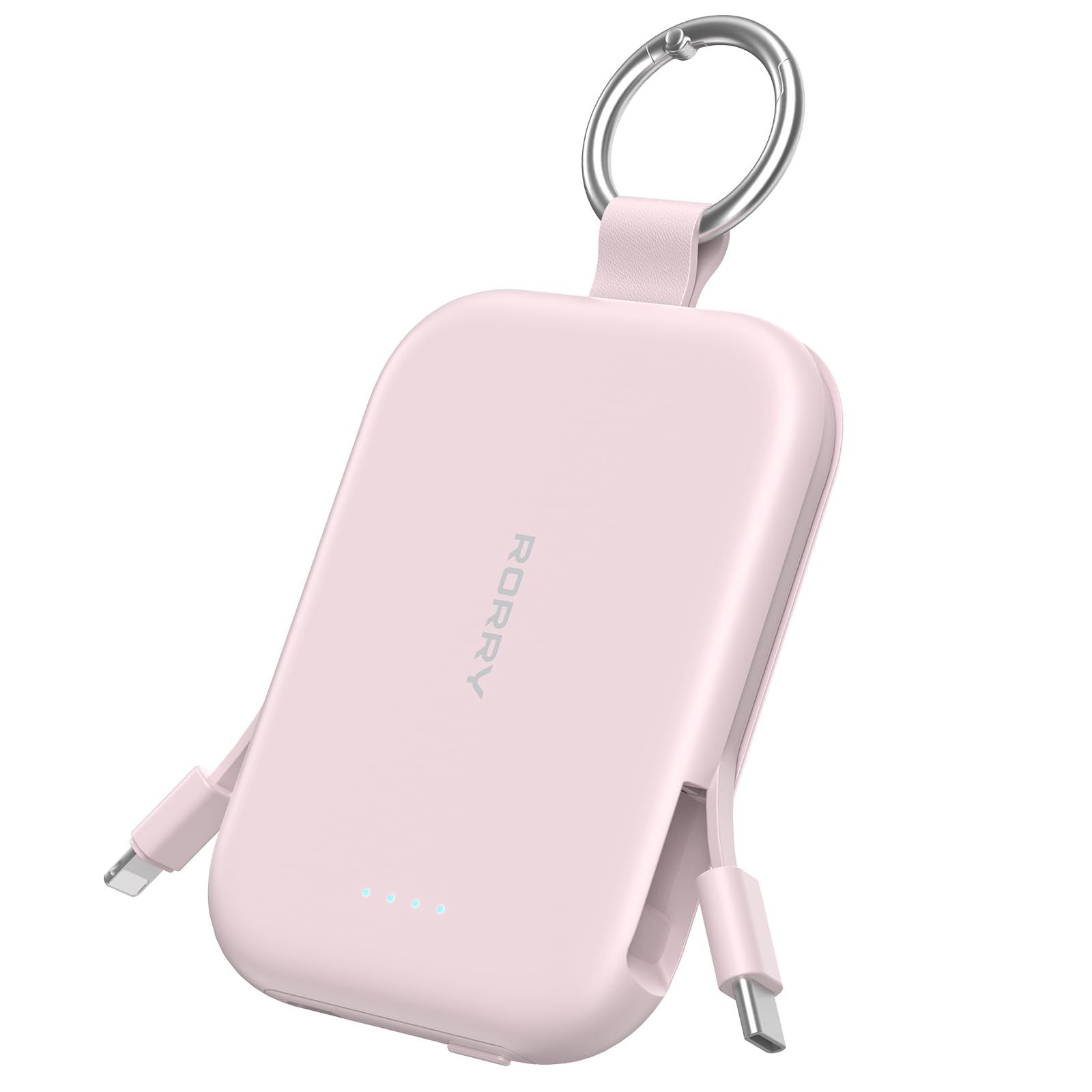 【業界創新】RORRY CharmGo 軽量 小型 5000mAh 携帯充電器 (Type-C + For iPhone用 2本ケーブル内蔵) 3台同時充電 スマホ 持ち運び iPhone 17/16/15/Android/iPad/Swit fde5dea4