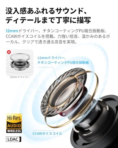 SOUNDPEATS(サウンドピーツ) C30 ワイヤレスイヤホン 【VGP2026 金賞】 LDAC&Hi-Res音質対応/最大52時間再生/-52dBハイブリッドANC/Bluetooth6.0/6マイク通話ノイズキャンセリング/マルチポ a6123294 SOUNDPEATS(サウンドピーツ) C30 ワイヤレスイヤホン 【VGP2026 金賞】 LDAC&Hi-Res音質対応/最大52時間再生/-52dBハイブリッドANC/Bluetooth6.0/6マイク通話ノイズキャンセリング/マルチポ a6123294