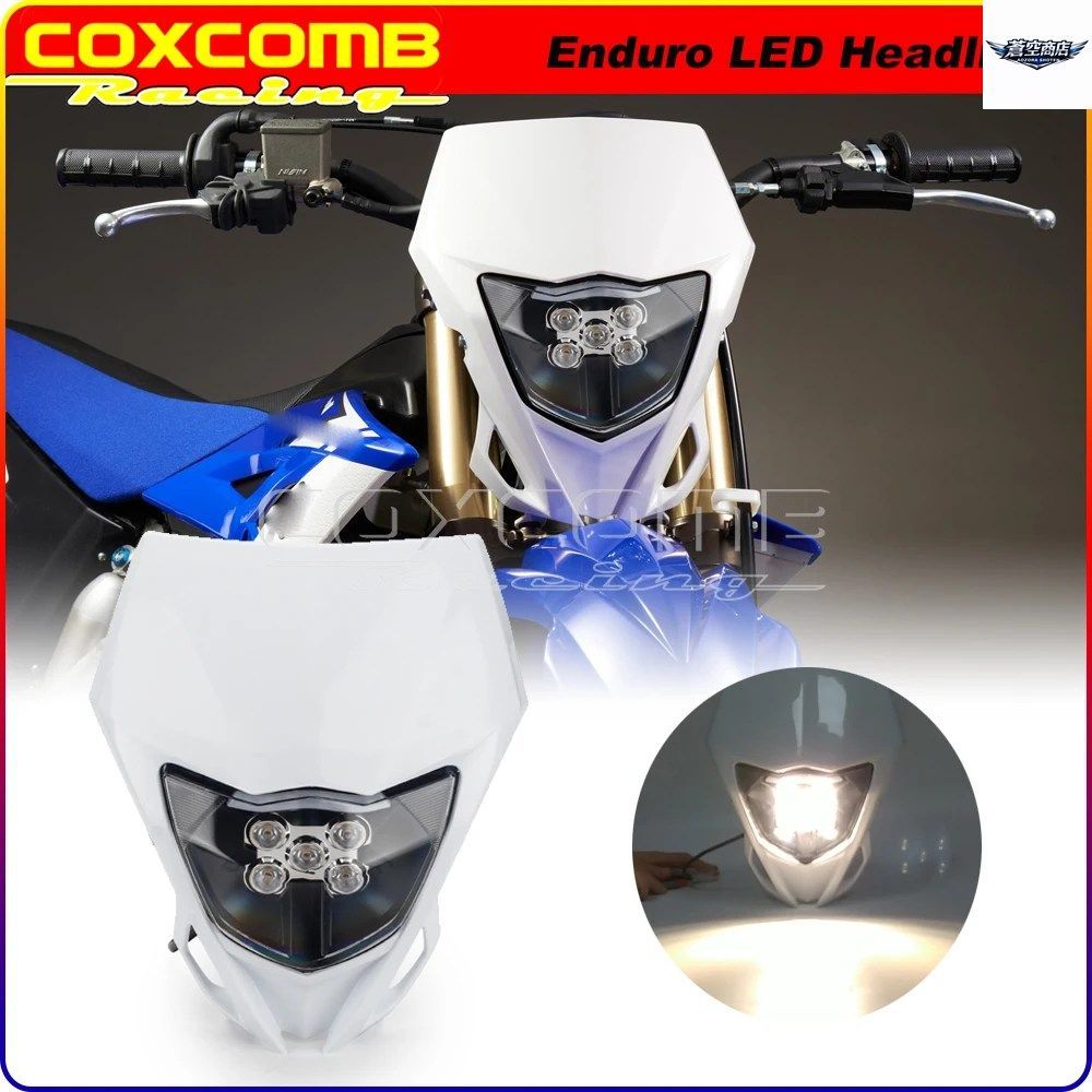 スーパーモト エンデューロ LED ヘッドライト フロントヘッドランプ ヤマハ YZ125 YZ250 YZ450 YZ450F WR250 WR450 YZ85 WR125R TT250R