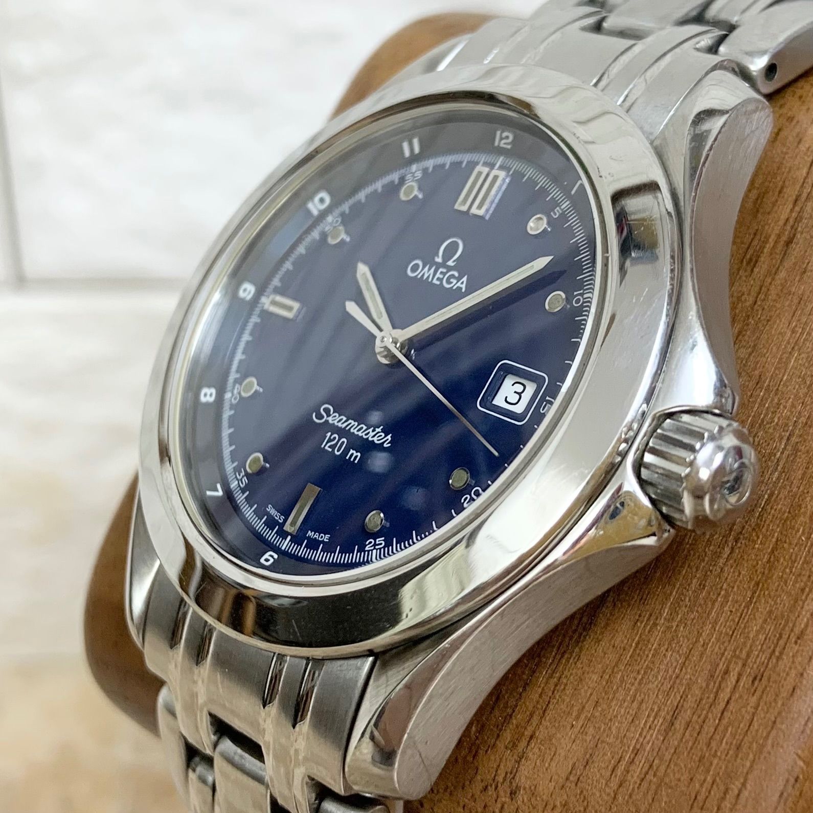 OMEGA シーマスター120 デイト　メンズ　ブルー OMEGA オメガ シーマスター 120m メンズ 腕時計 ダイバーズウォッチ