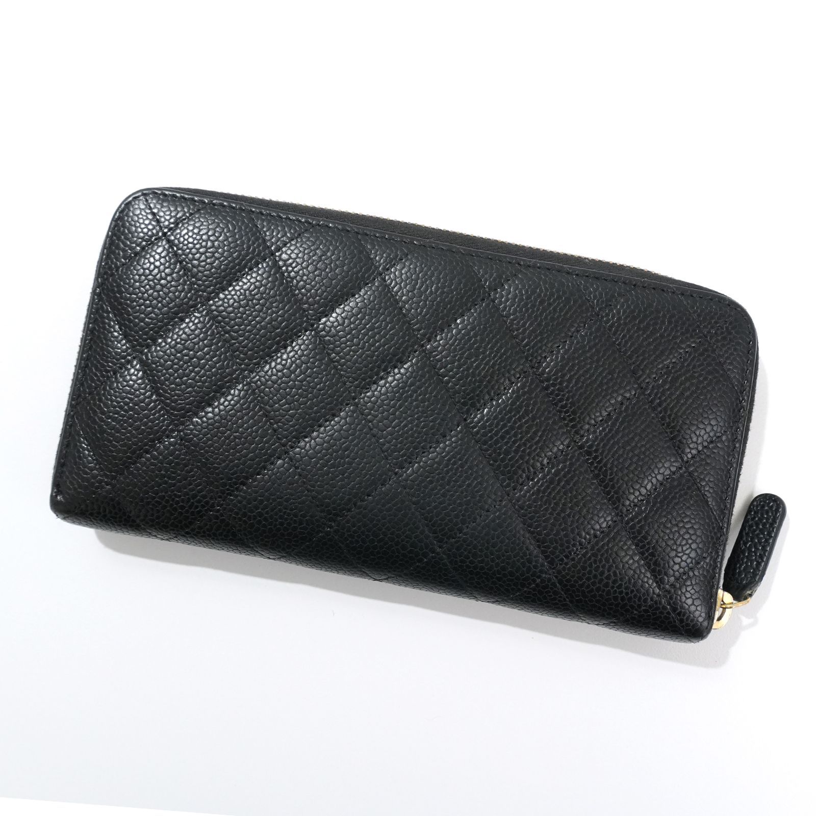 CHANEL キャビアスキン 小銭入れ付き 長財布 ブラック ゴールド - メルカリ