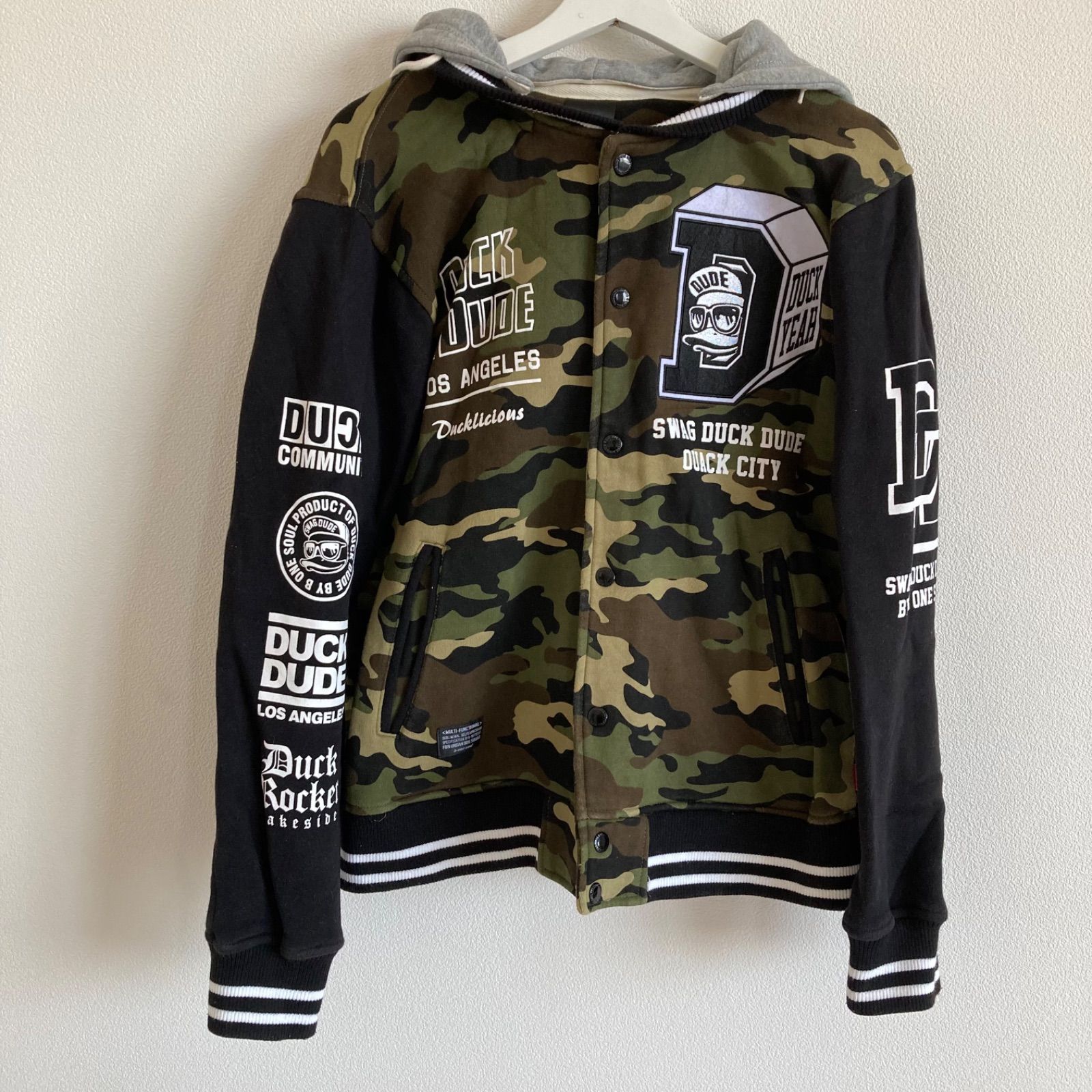 MACKDADDY 迷彩スタジャン XL dack dude ダックデュード 迷彩 スタジャン L size カモフラ ロゴ