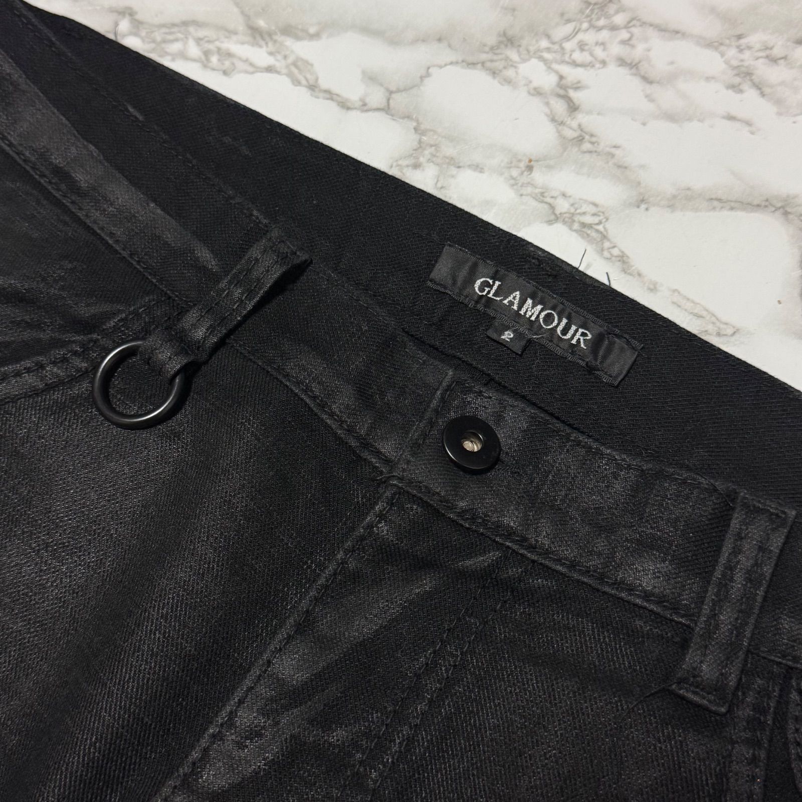 トレンド【GLAMOUR】archive black coating destroy damaged denim