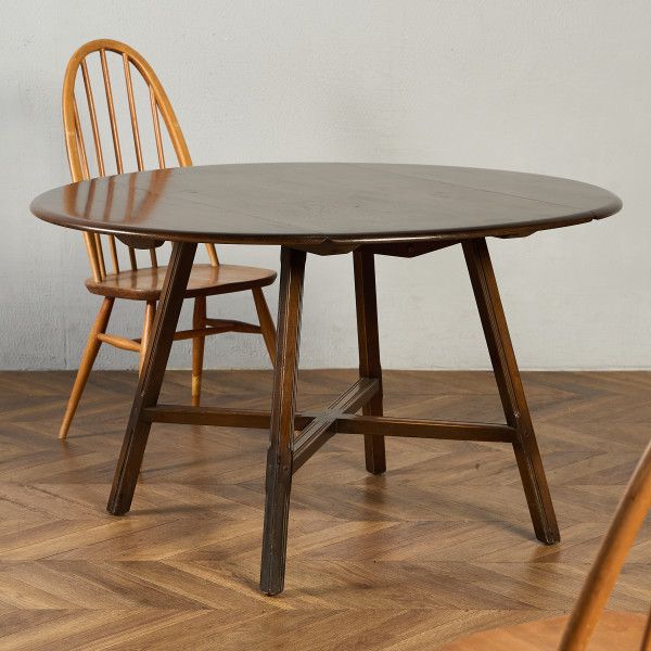 テーブル イギリス エルム アーコール ERCOL オールドコロニアル ドロップリーフ テーブル (377) ラウンドゴールドラベル 伸長式 ダイニング バタフライ 拡張 #98448 テーブル イギリス エルム アーコール ERCOL オールドコロニアル