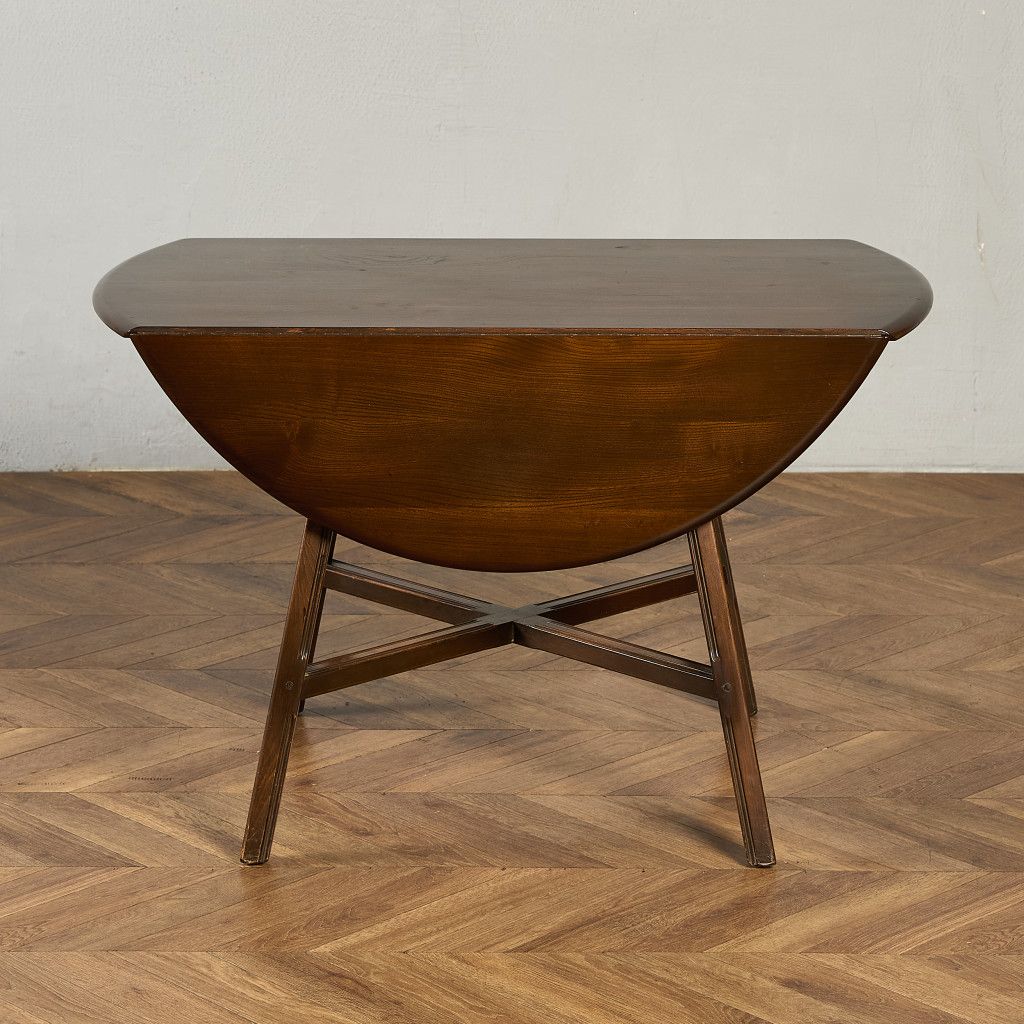 テーブル イギリス エルム アーコール ERCOL オールドコロニアル ドロップリーフ テーブル (377) ラウンドゴールドラベル 伸長式 ダイニング バタフライ 拡張 #98448 テーブル イギリス エルム アーコール ERCOL オールドコロニアル