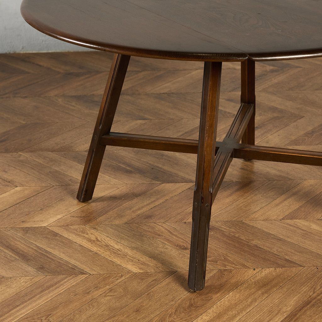 テーブル イギリス エルム アーコール ERCOL オールドコロニアル ドロップリーフ テーブル (377) ラウンドゴールドラベル 伸長式 ダイニング バタフライ 拡張 #98448 テーブル イギリス エルム アーコール ERCOL オールドコロニアル