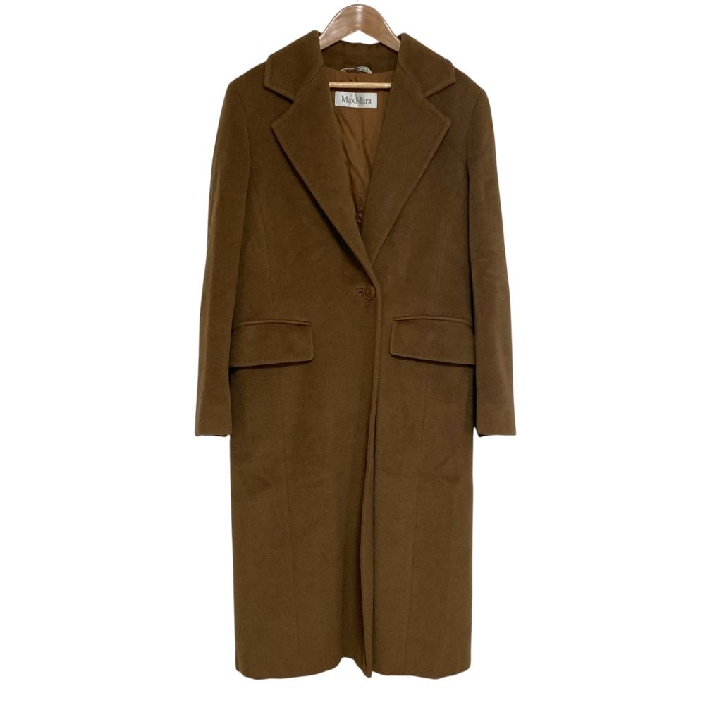 美品 Max Mara マックスマーラ カシミヤブレンド ウール チェスターコート サイズ38 ブラウン レディース 古着 中古 USED
