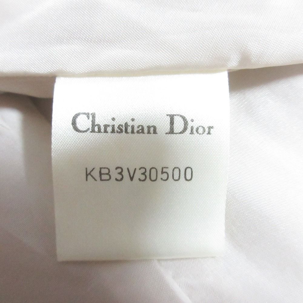 Christian Dior クリスチャンディオール ヴィンテージ CD 金ボタン ノーカラージャケット S ベージュ レディース 古着 中古 USED