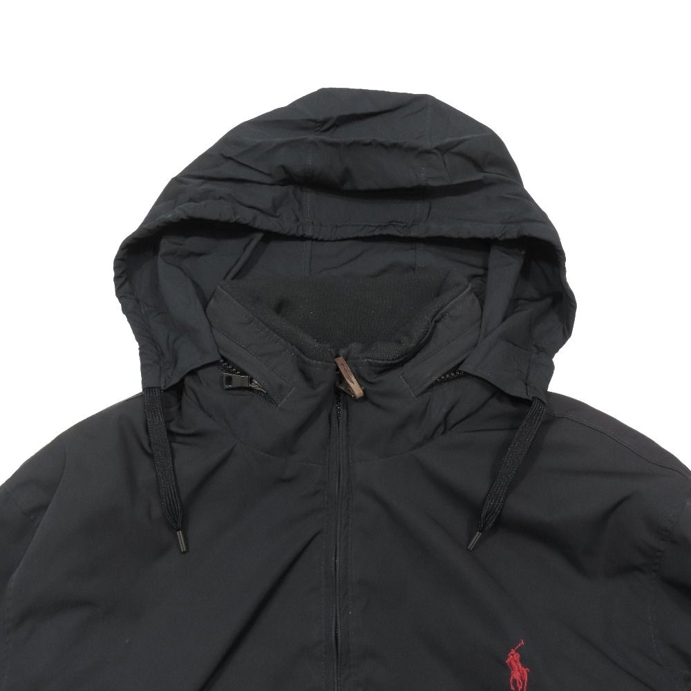 Polo by Ralph Lauren ポロバイラルフローレン ブルゾン スタンドカラージャケット フーディ 裏地フリース M ブラック メンズ 古着 中古 USED Polo by Ralph Lauren ポロバイラルフローレン ブルゾン スタンド