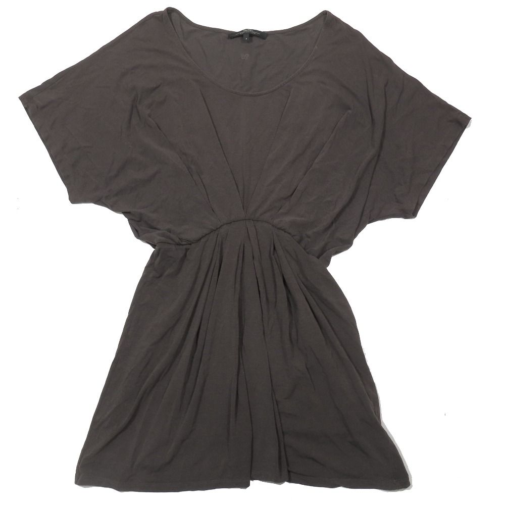 良品 MAX MARA WEEK END マックスマーラ ウィークエンド チュニック Tシャツ 半袖 ラウンドネック フレア カットソー M ブラウン レディース 古着 中古 USED