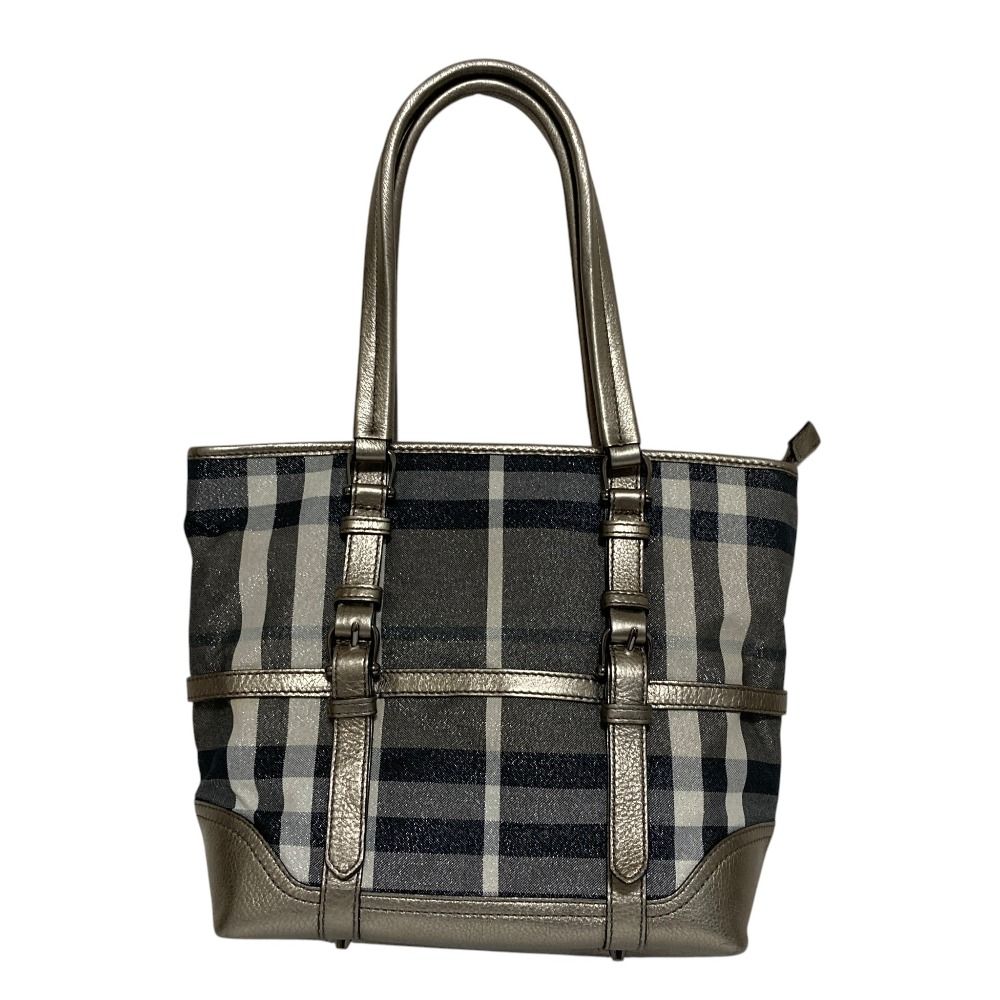 美品 BURBERRY バーバリー ラメチェック トートバッグ メタリックカラー レディース 古着 中古 USED