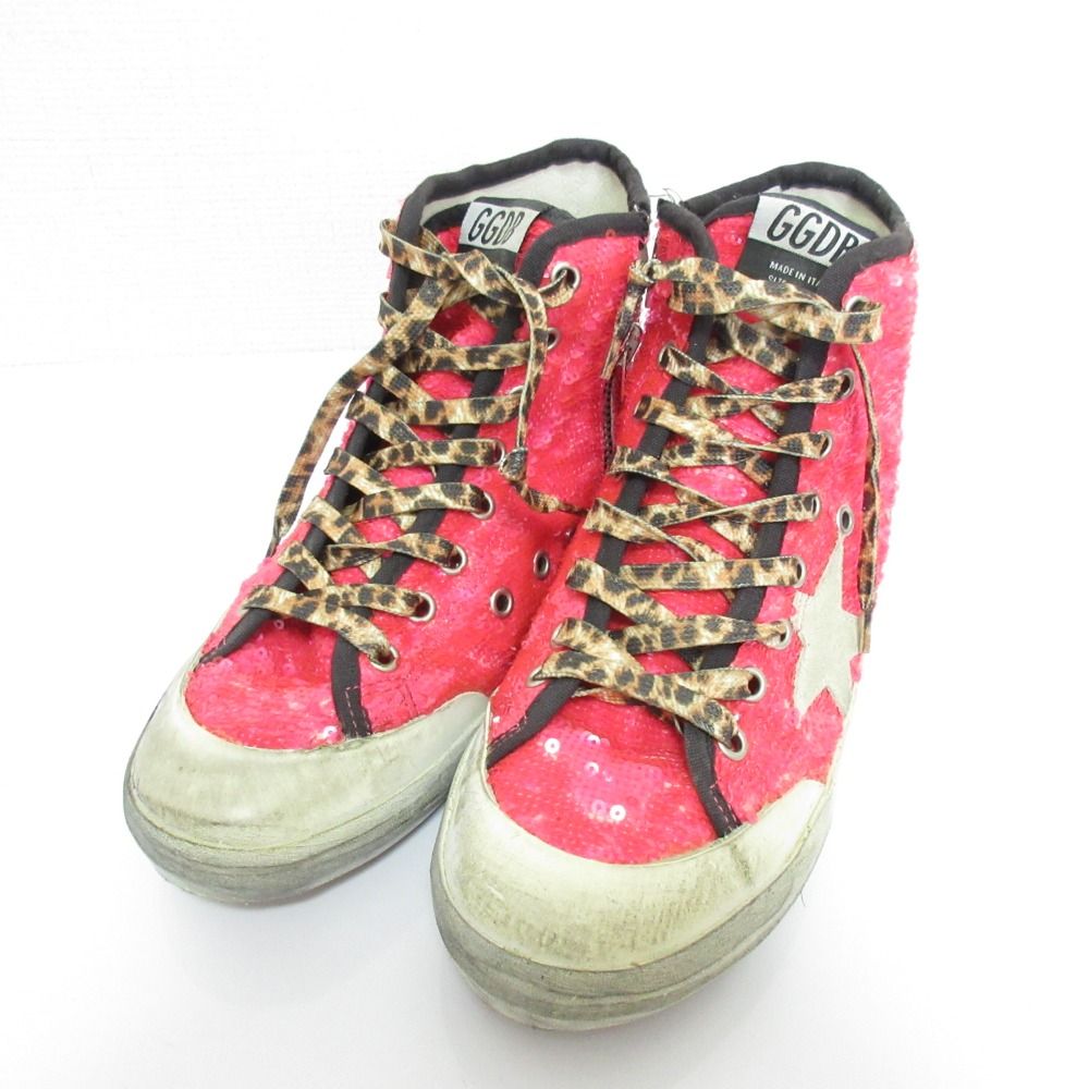 GOLDEN GOOSE ゴールデングース francy スパンコール ハイカット スニーカー サイズS 36 約23.5cm ピンク レディース 古着 中古 USED