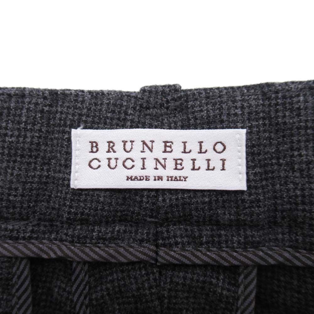 美品 Brunello Cucinelli ブルネロクチネリ レザートリム チェック