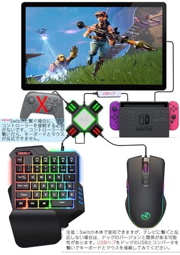 片手キーボード マウス コンバーター セット switch対応 キーボード