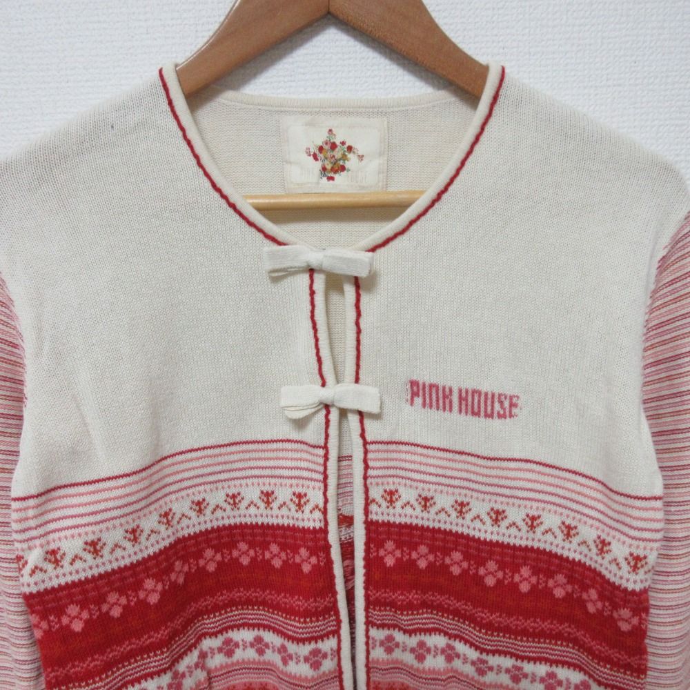 PINK HOUSE ノルディック柄カーディガン PINK HOUSE ピンクハウス ノルディック柄 ニット カーディガン サイズM