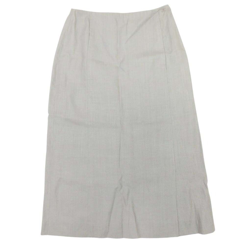 美品 CHANEL BOUTIQUE シャネルブティック 99ss 90s vintage ココマーク リネン地 ミモレスカート セミフレア 38 グレー レディース 古着 中古 USED