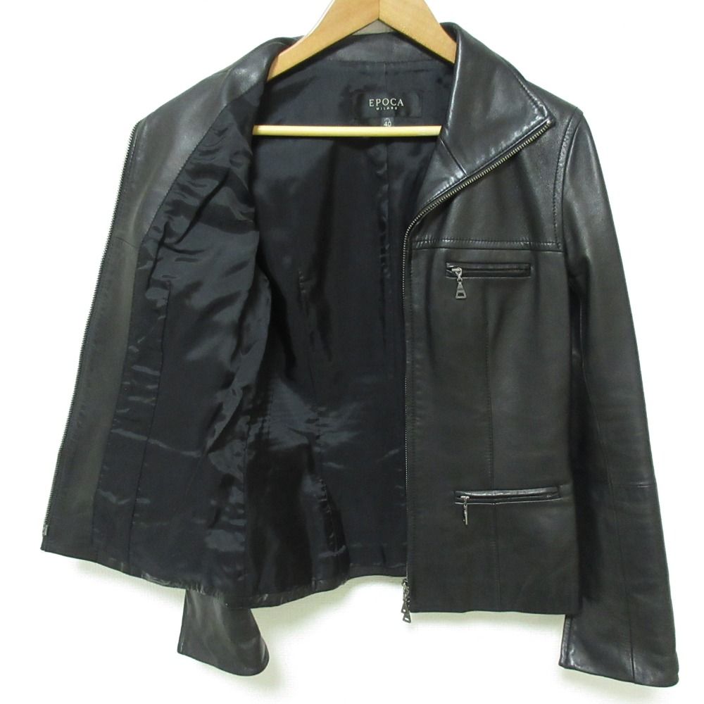 ★未使用★ EPOCA エポカ シングルレザージャケット ラムレザー ラムファー 良品 EPOCA エポカ ラムレザー シングル ライダースジャケット