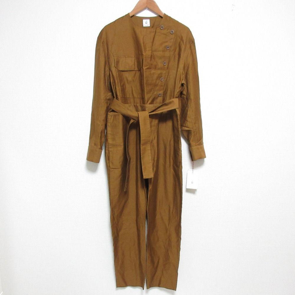 美品 6 BEAUTY & YOUTH ロクビューティーアンドユース アローズ COTTON 2WAY オールインワン 8626-151-0047 サイズ38 キャメル レディース 古着 中古 USED
