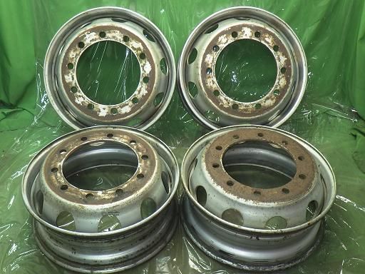 【中古】トラック用 スチールホイール4本 22.5インチ 10穴