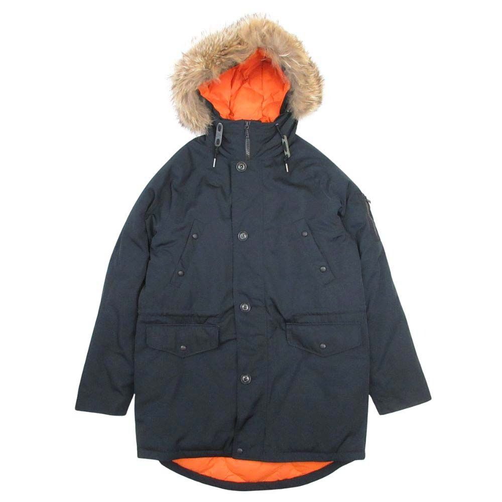 良品 Cape HEIGHTS ケープハイツ DELTA ダウンコート ジャケット コヨーテファー ブルゾン 2WAY アウター S 紺 ネイビー メンズ 古着 中古 USED