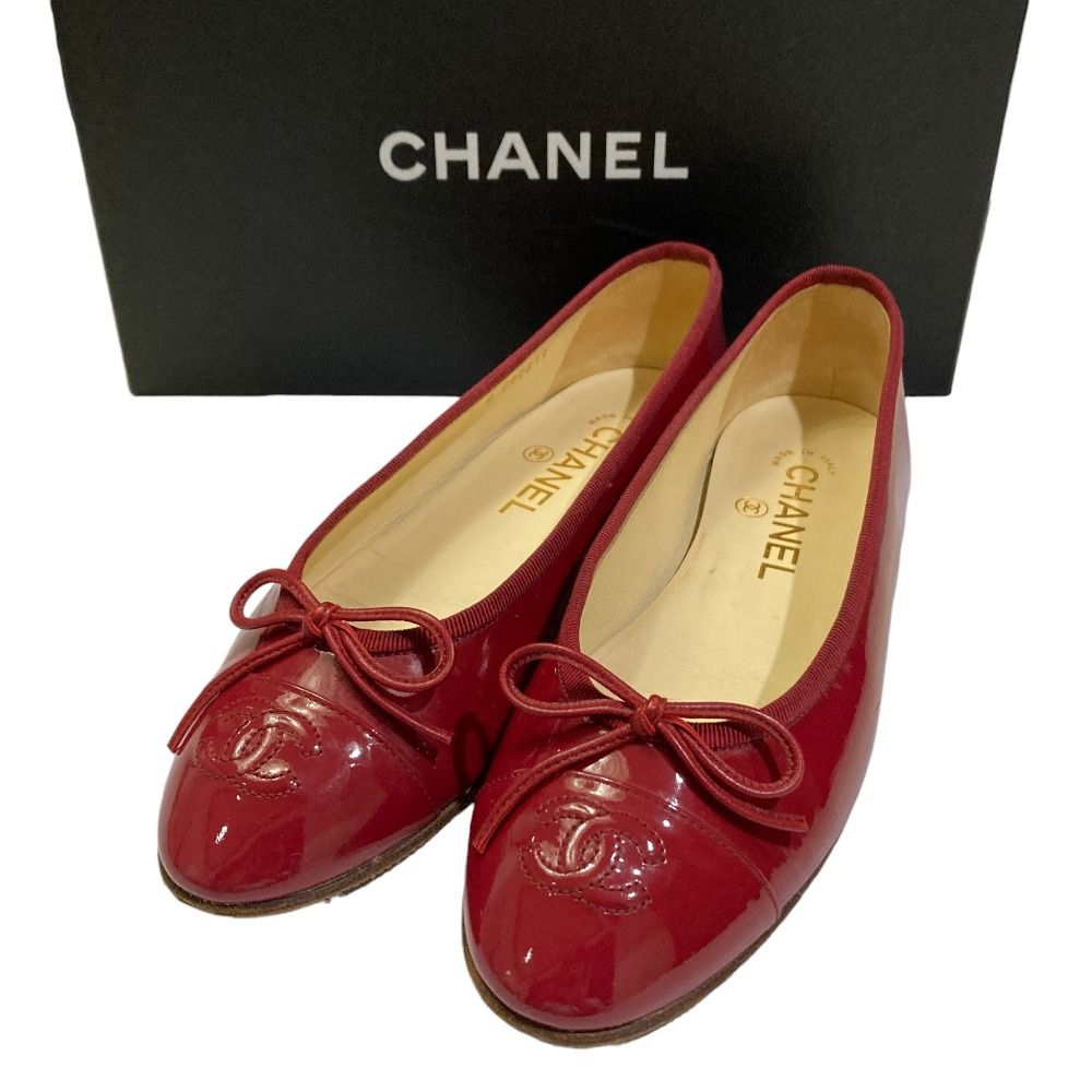 良品 CHANEL シャネル ココマーク パテントレザー バレリーナ フラット 良品 CHANEL シャネル ココマーク パテントレザー バレリーナ フラット