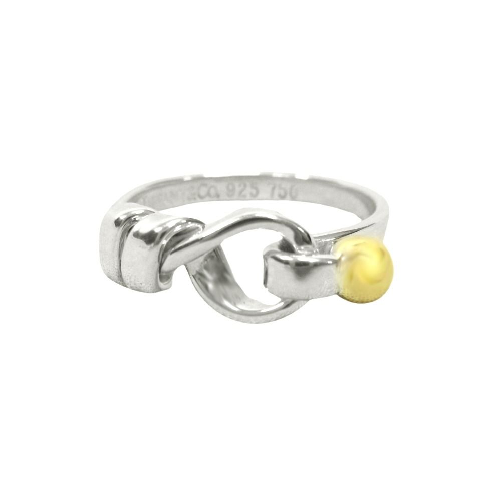 新品同様 TIFFANY&Co. ティファニー 新品仕上げ済 SV925 K18 フック&アイ リング 指輪 アクセサリー 750 9.5号 シルバー ゴールド メンズ レディース 古着 中古 USED