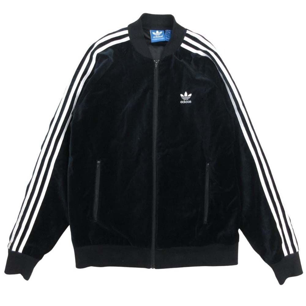 良品 adidas Originals アディダスオリジナルス ベロア トラックジャケット ブルゾン ジップアップ アウター ジャージ O 紺 ネイビー メンズ 古着 中古 USED