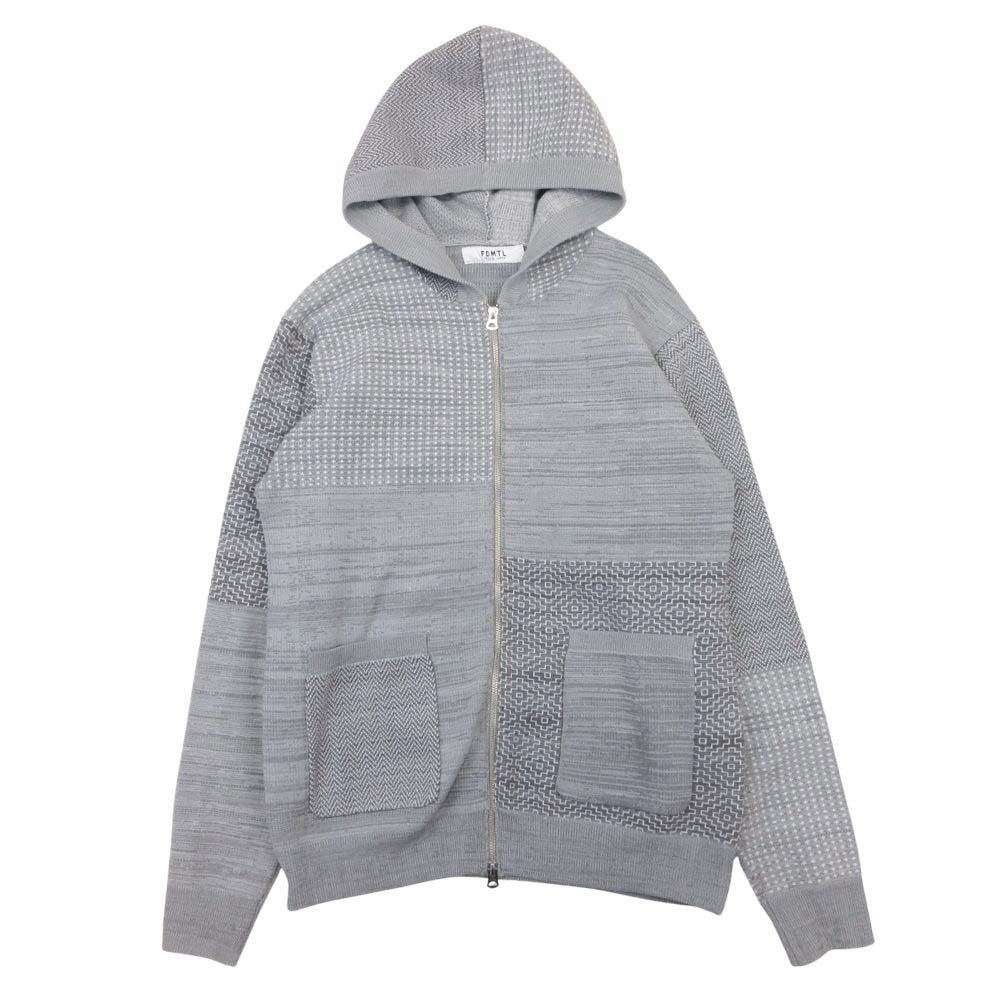 良品 Fundamental Clothing ファンダメンタルクロージング FDMTL パッチワーク パーカー ブルゾン フーディ ジップアップ 3 グレー メンズ 古着 中古 USED