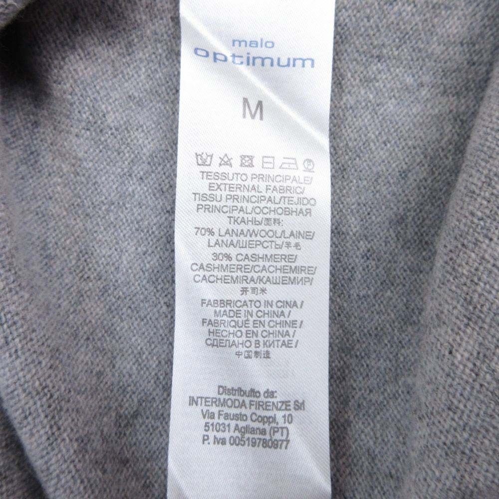 美品 Malo Optimum マーロ ウールカシミヤ ニット セーター ハイネック ハイゲージ 長袖 トップス カットソー M グレー メンズ 古着 中古 USED 美品 Malo Optimum マーロ ウールカシミヤ ニット セーター ハイネック