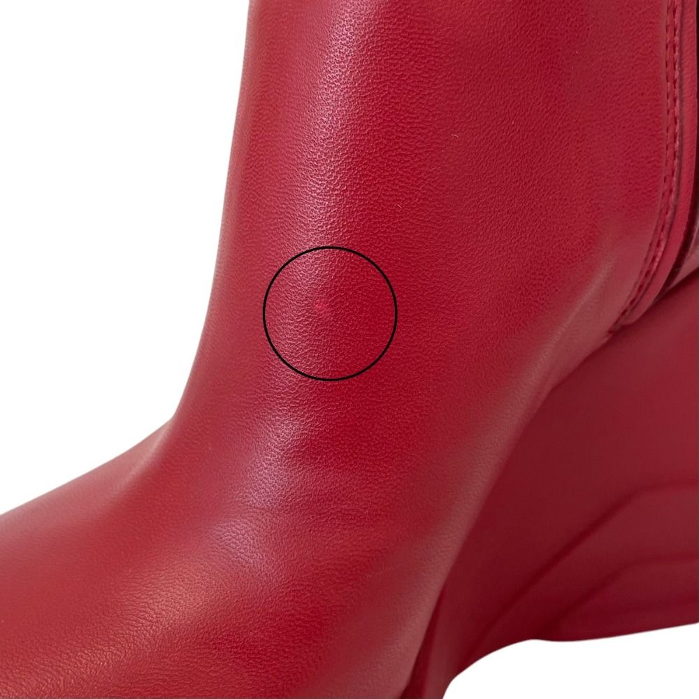 美品 PRADA プラダ サイドジップ レザー ウェッジソール ロングブーツ