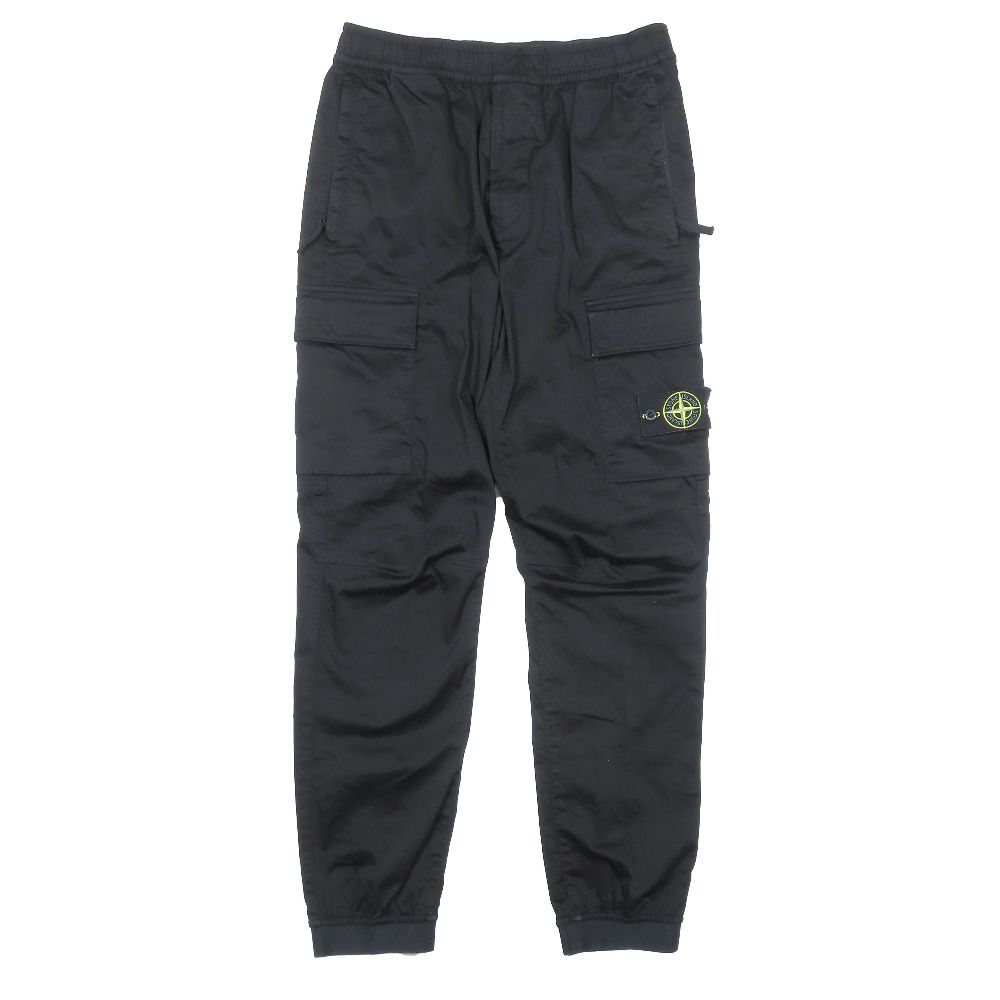 美品 STONE ISLAND ストーンアイランド 24SS ワッペン付き レギュラー フィット カーゴパンツ イージーパンツ 30 ブラック メンズ 古着 中古 USED