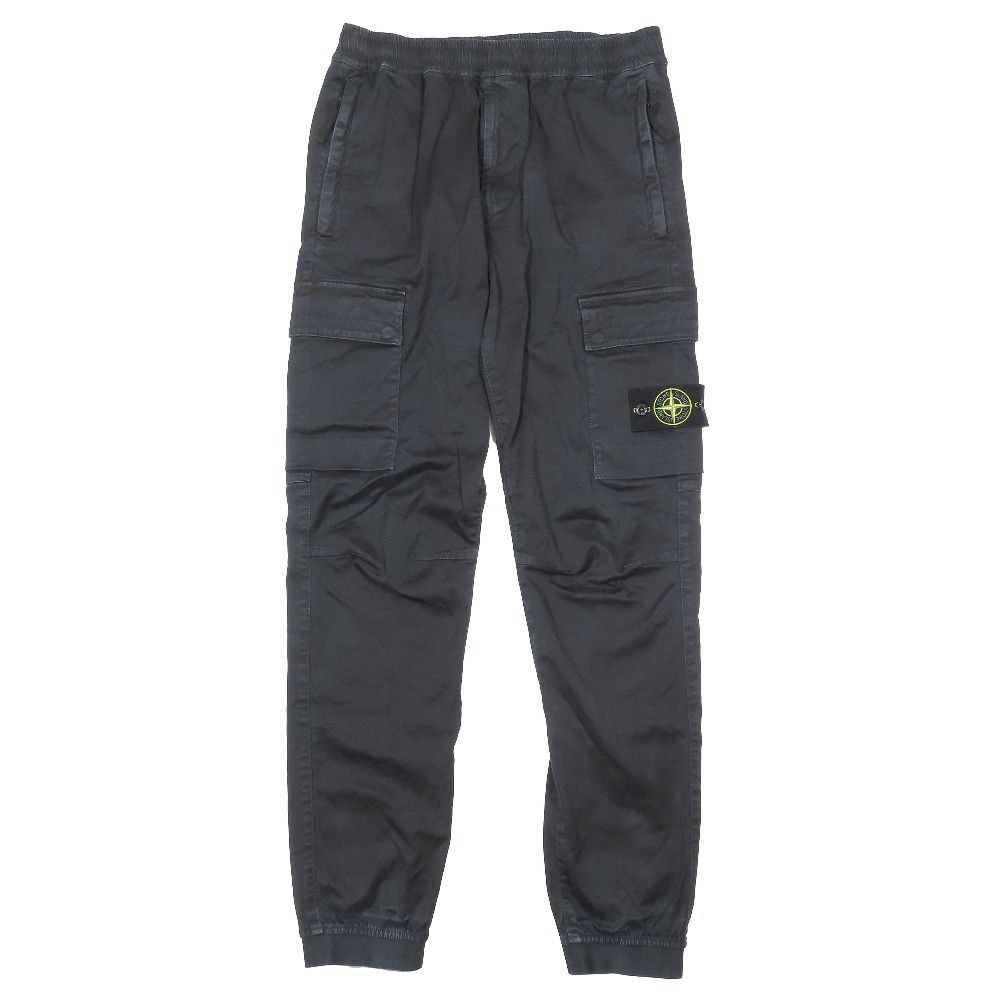 美品 STONE ISLAND ストーンアイランド レギュラーテーパードフィット ガーメントダイ イージー カーゴパンツ 30 ブラック メンズ 古着 中古 USED