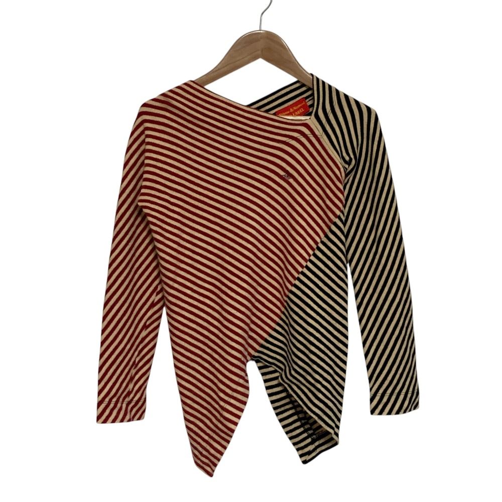 [ヴィヴィアンウエストウッド レッドレーベル]ボーダー柄 ジップアップセーターM 良品 Vivienne Westwood RED LABEL ヴィヴィアンウエストウッド レッド