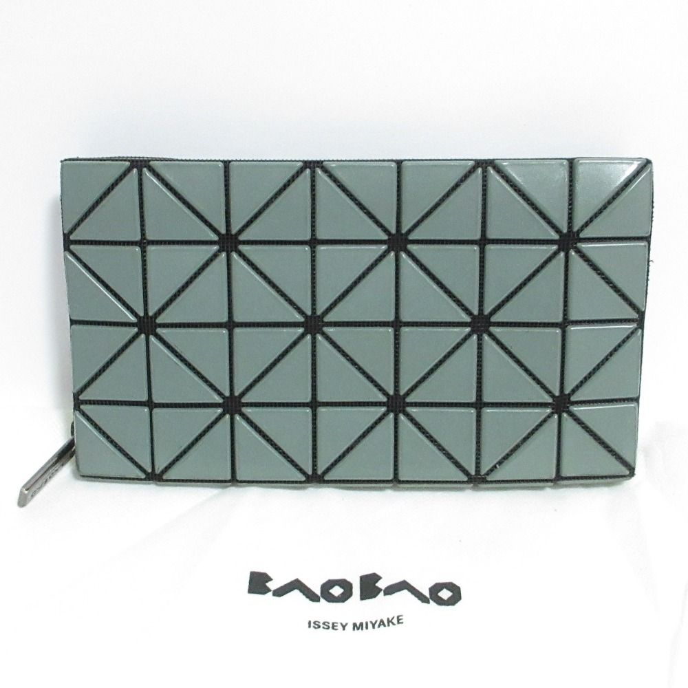 良品 BAO BAO ISSEY MIYAKE バオバオ イッセイミヤケ ラウンドファスナー ロングウォレット 長財布 BB03-AG782 スモークグリーン レディース 古着 中古 USED