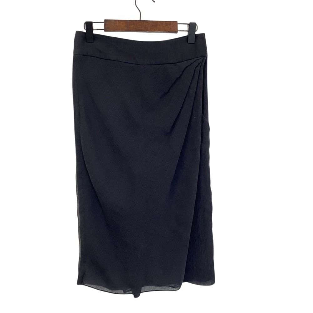 美品 GIVENCHY ジバンシィ シルク 楊柳 スカートパンツ スカパン ドレープ 36 ブラック レディース 古着 中古 USED