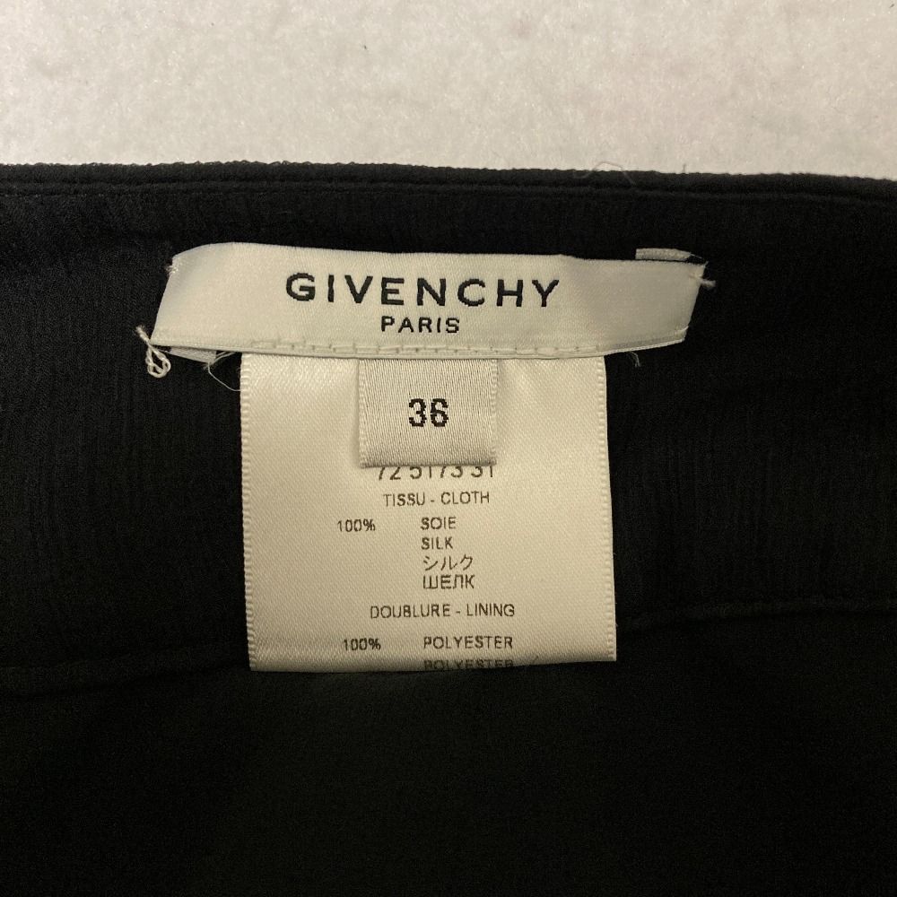 美品 GIVENCHY ジバンシィ シルク 楊柳 スカートパンツ スカパン ドレープ 36 ブラック レディース 古着 中古 USED
