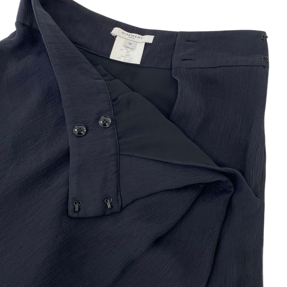 美品 GIVENCHY ジバンシィ シルク 楊柳 スカートパンツ スカパン ドレープ 36 ブラック レディース 古着 中古 USED