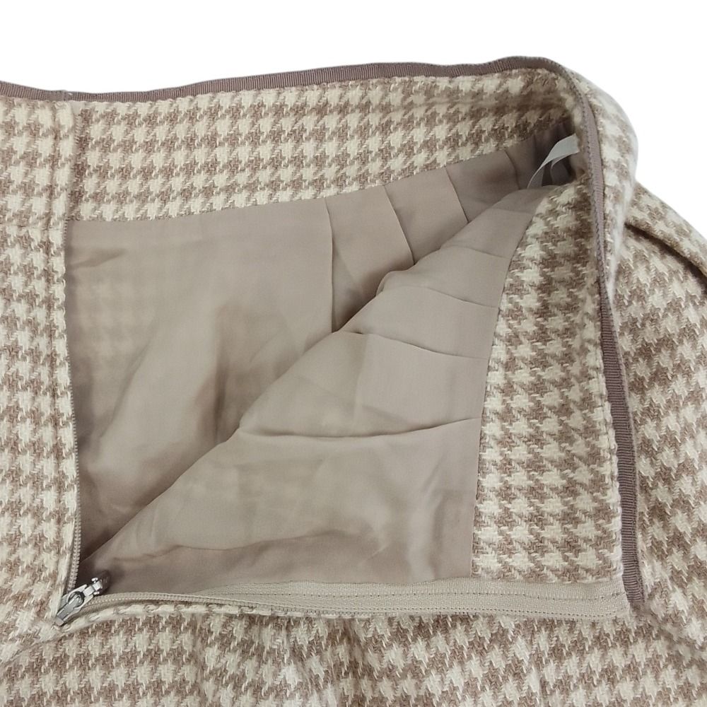 美品 FOXEY フォクシー 千鳥格子 カシミヤシルク ひざ丈 フレア