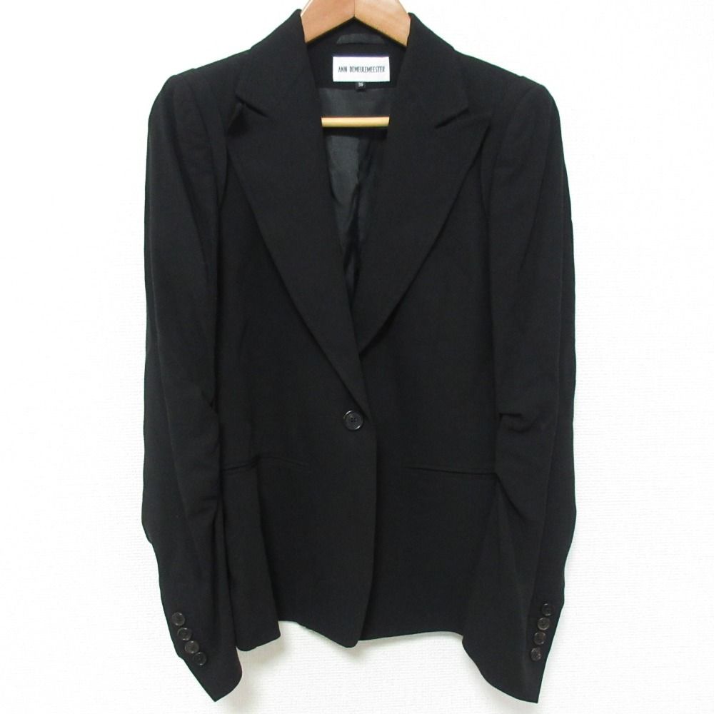 Ann DEMEULEMEESTER アンドゥムルメステール タックスリーブ テーラードジャケット サイズ36 ブラック レディース 古着 中古 USED