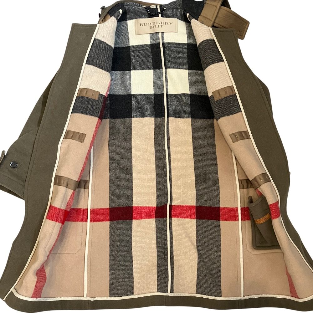 美品 カーキ ナイロンコート バーバリーブリット BRIT BURBERRY Burberry メルトン 裏地ビッグノバチェック バーバリーブリット ジャケット・アウター