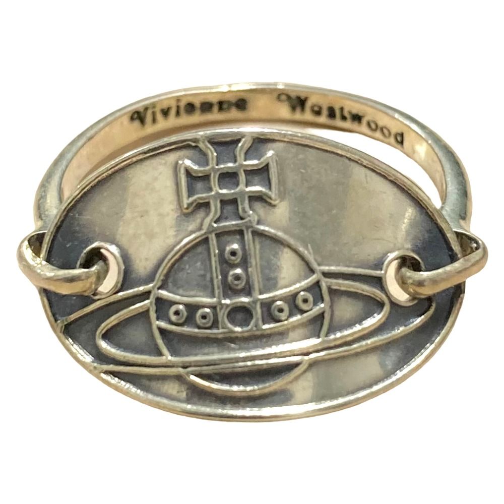 良品 Vivienne Westwood ヴィヴィアンウエストウッド SV925 オーブプレート リング 指輪 11号 シルバーカラー レディース 古着 中古 USED