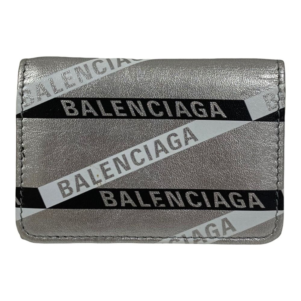 良品 BALENCIAGA バレンシアガ エブリデイ コンパクトウォレット 財布 551921 シルバーカラー レディース 古着 中古 USED