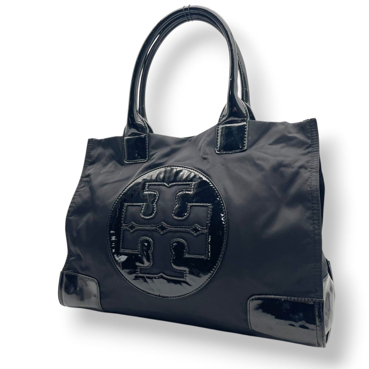 美品 TORY BURCH トリーバーチ エラ ナイロン エナメル トートバッグ 良品 トリーバーチ TORY BURCH エラ トートバッグ ナイロン エナメル