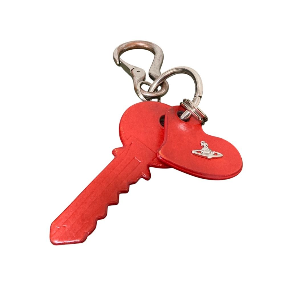 良品 Vivienne Westwood ヴィヴィアンウエストウッド レザー オーブ ハート 鍵モチーフ キーリング キーホルダー レッド メンズ レディース 古着 中古 USED 4,799円