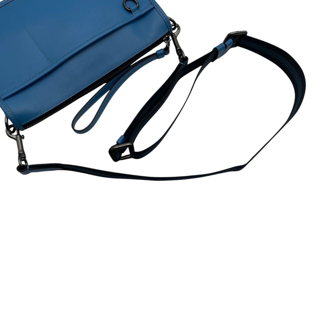 良品 コーチ COACH ショルダーバッグ クロスボディ レザー ブルー 青 