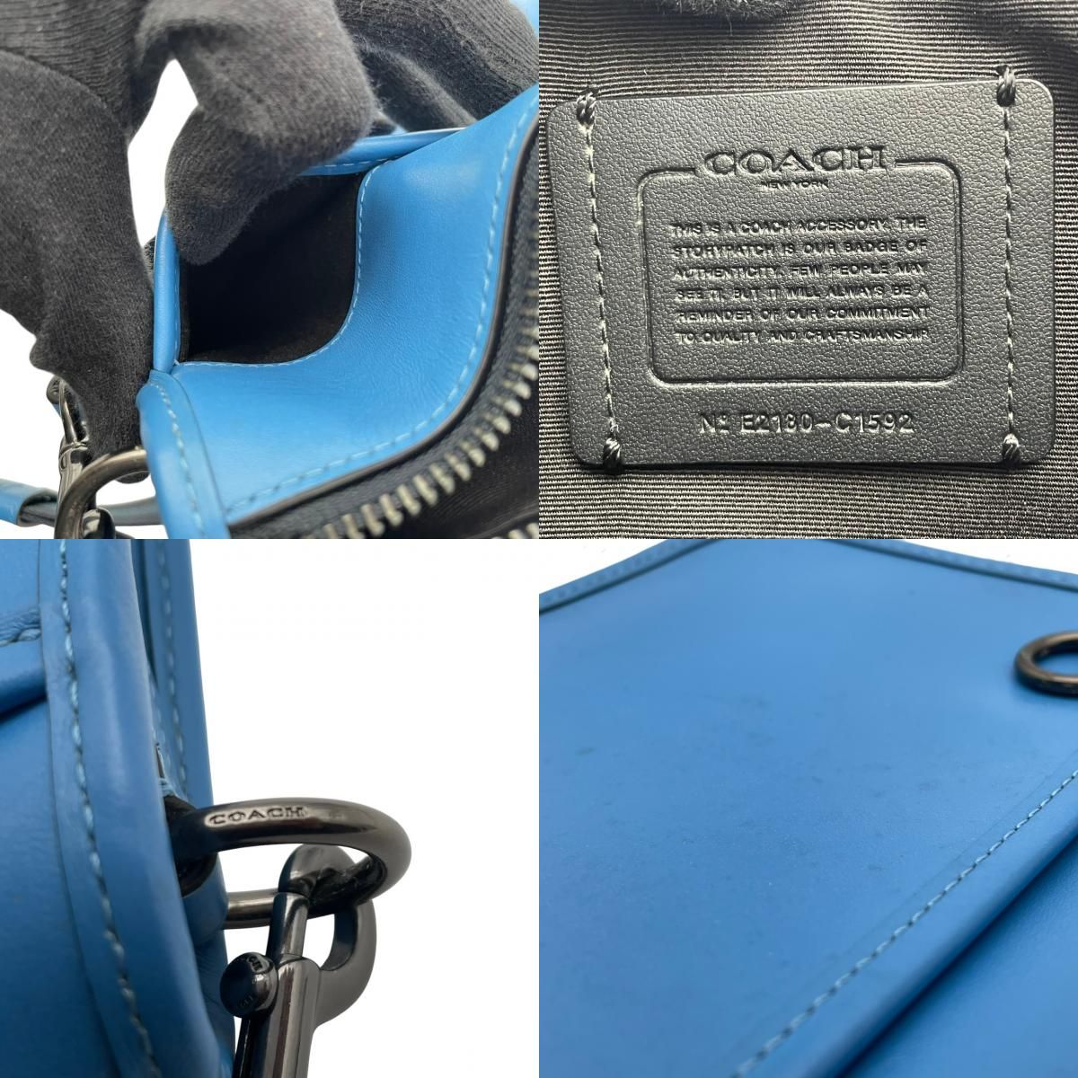 良品 コーチ COACH ショルダーバッグ クロスボディ レザー ブルー 青 