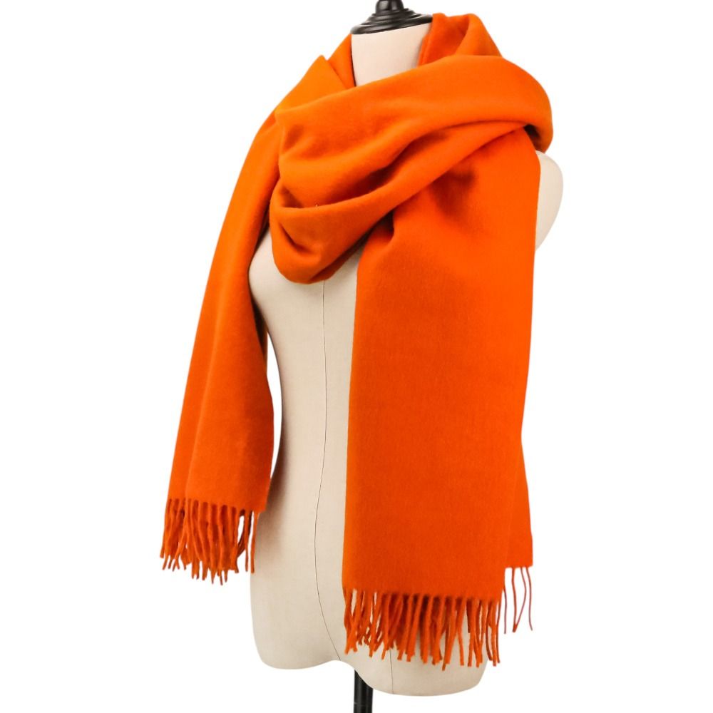 美品 Hermes エルメス カシミヤウール フリンジ大判ストール ショール